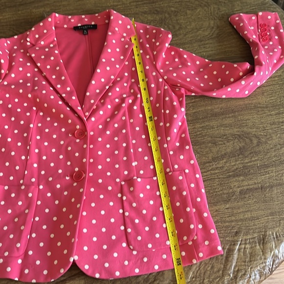 Talbots Pink White Polka Dot Single Breast 2 Button Blazer Size M Petite MP - Picture 11 of 14